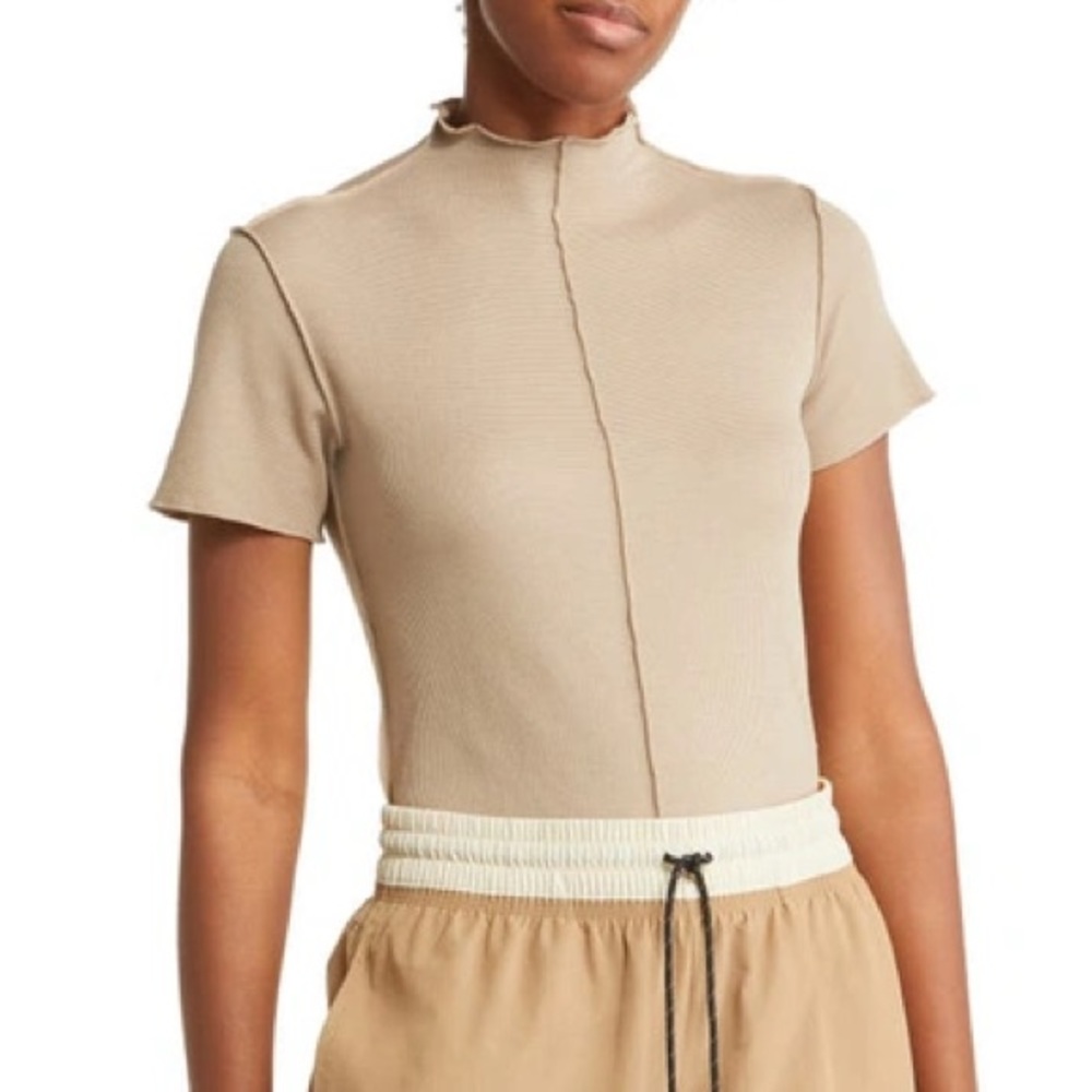 NIKE WOMEN'S SPORTSWEAR DRI-FIT ADV TECH PACK SHORT-SLEEVE TOP IN KHAKI